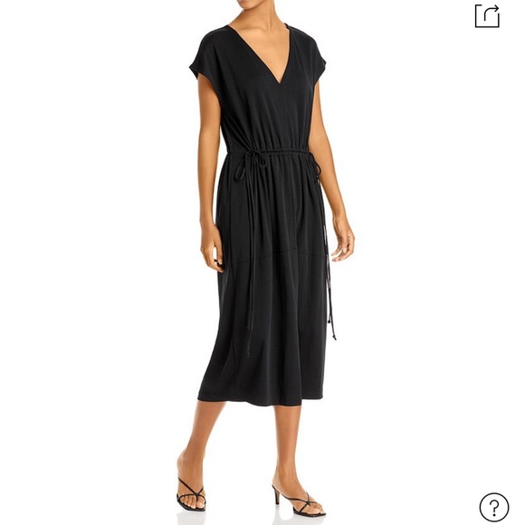 NWT Vince popover dress with drawstring waist in black cotton jersey. Sz: Small - Picture 1 of 5
